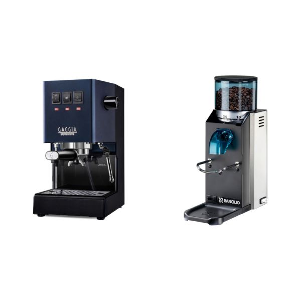 Gaggia New Classic E24, blue + Rancilio Rocky Doserless