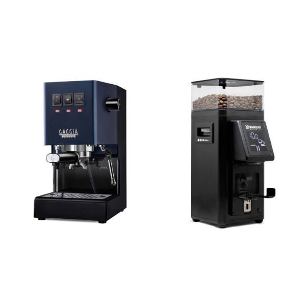 Gaggia New Classic E24, blue + Rancilio STILE, black