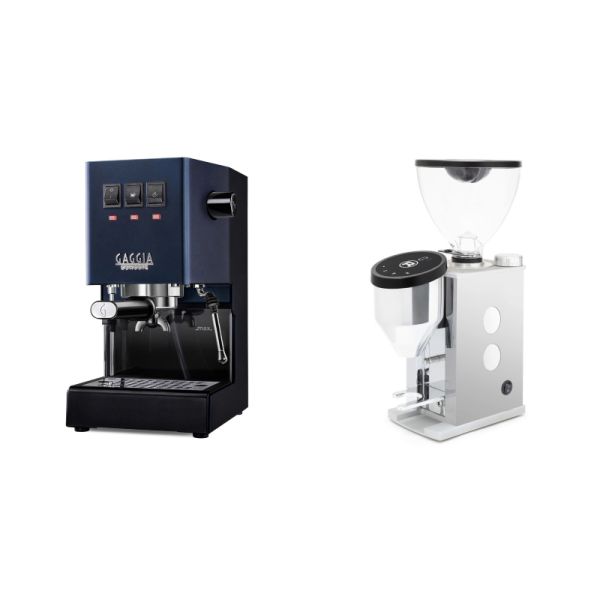 Gaggia New Classic E24, blue + Rocket Espresso FAUSTINO 3.1, white