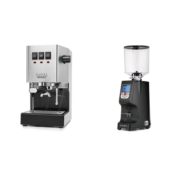 Gaggia New Classic E24, stainless steel + Eureka Atom Specialty 75, black