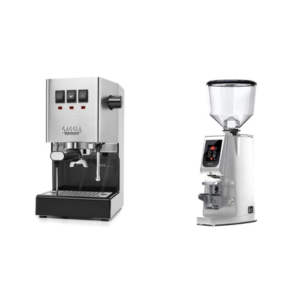 Gaggia New Classic E24, stainless steel + Eureka Atom W 65, chrome