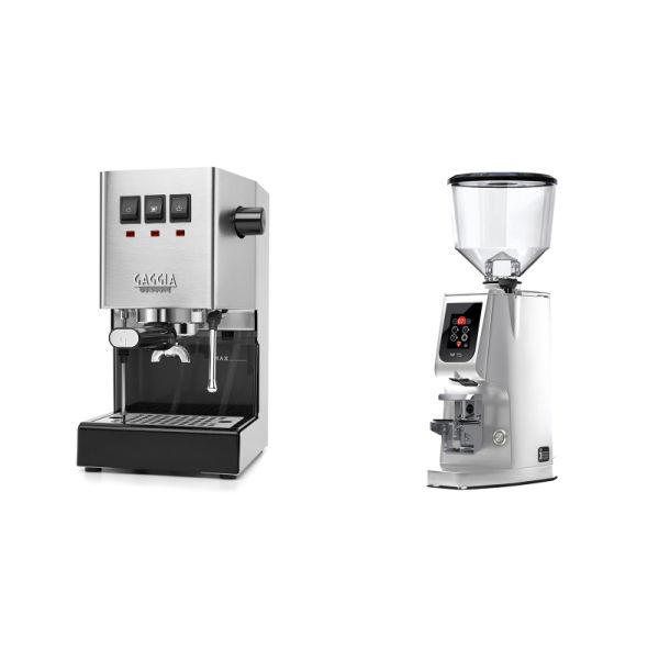 Gaggia New Classic E24, stainless steel + Eureka Atom W 75, chrome