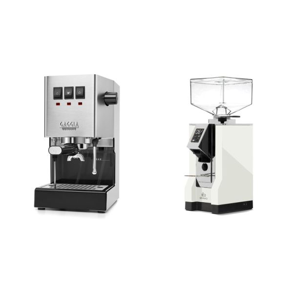 Gaggia New Classic E24, stainless steel + Eureka Mignon Bravo, CR white