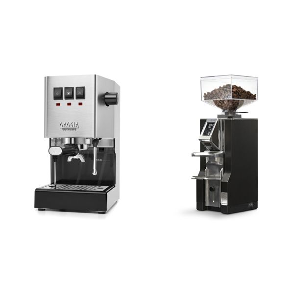 Gaggia New Classic E24, stainless steel + Eureka Mignon Libra, CR black