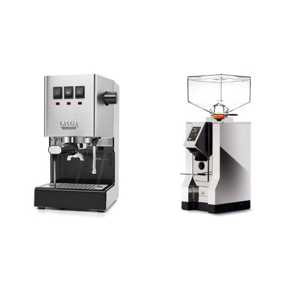 Gaggia New Classic E24, stainless steel + Eureka Mignon Perfetto, CR chrome