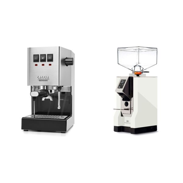 Gaggia New Classic E24, stainless steel + Eureka Mignon Perfetto, CR white