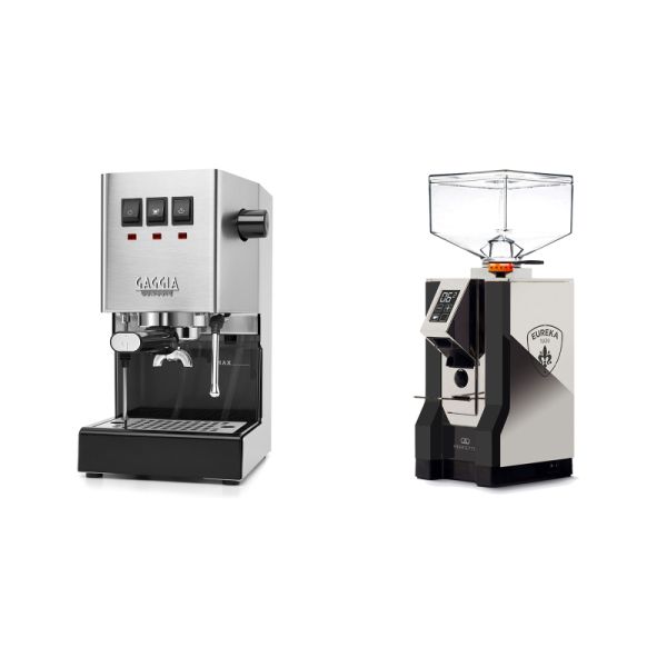 Gaggia New Classic E24, stainless steel + Eureka Mignon Perfetto, NX black