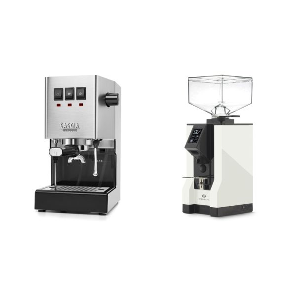 Gaggia New Classic E24, stainless steel + Eureka Mignon Specialita, BL white