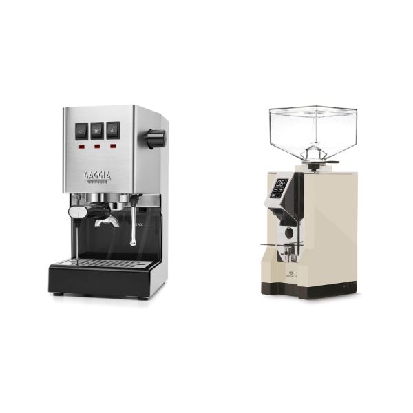 Gaggia New Classic E24, stainless steel + Eureka Mignon Specialita, CR cream