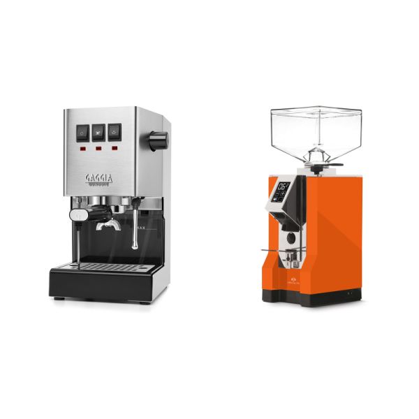 Gaggia New Classic E24, stainless steel + Eureka Mignon Specialita, CR orange