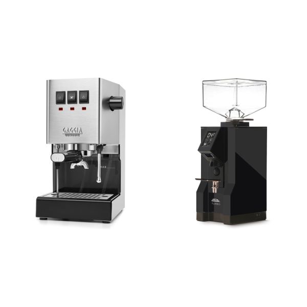 Gaggia New Classic E24, stainless steel + Eureka Mignon Turbo, BL black