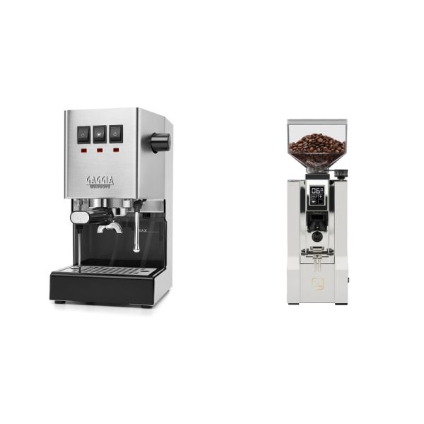 Gaggia New Classic E24, stainless steel + Eureka Mignon XL, CR white