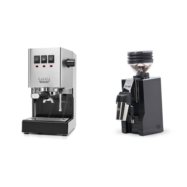 Gaggia New Classic E24, stainless steel + Eureka Mignon Zero 65 All Purpose, CR black