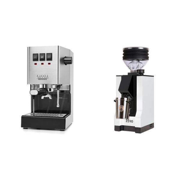 Gaggia New Classic E24, stainless steel + Eureka Mignon Zero, BL white