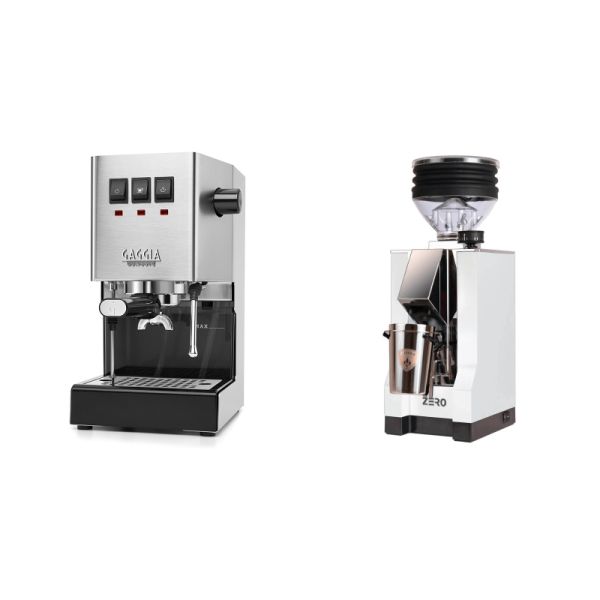 Gaggia New Classic E24, stainless steel + Eureka Mignon Zero, CR white