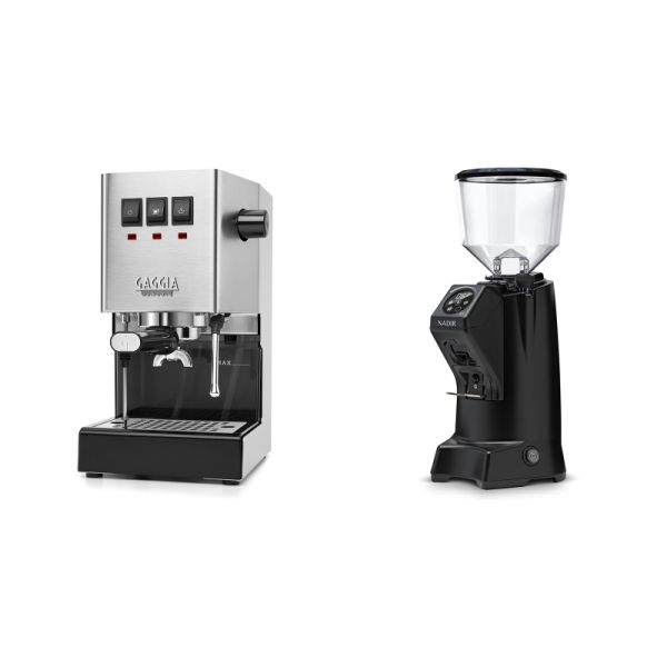 Gaggia New Classic E24, stainless steel + Eureka Nadir 65 Touch, black