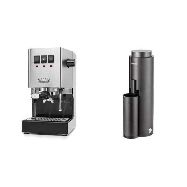 Gaggia New Classic E24, stainless steel + Felicita F47, black