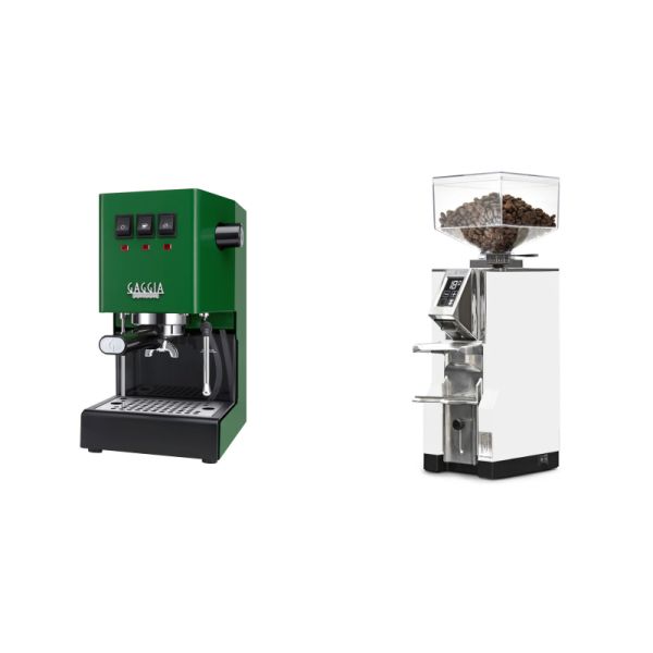 Gaggia New Classic E24, green + Eureka Mignon Libra, CR white