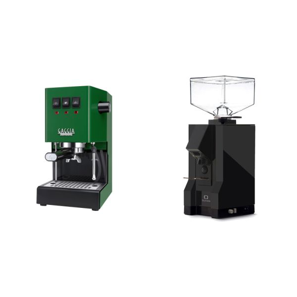 Gaggia New Classic E24, green + Eureka Mignon Silenzio, BL black