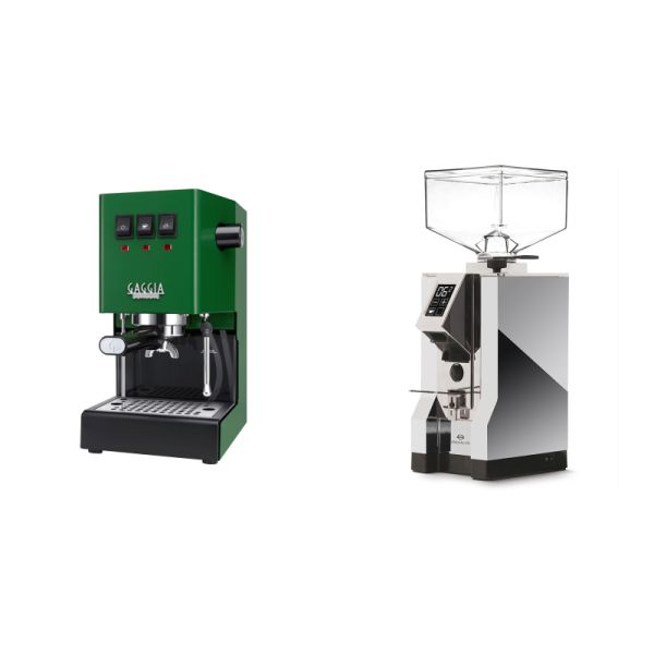 Gaggia New Classic E24, green + Eureka Mignon Specialita, CR chrome