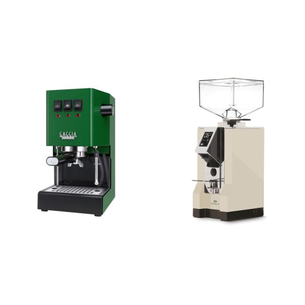 Gaggia New Classic E24, green + Eureka Mignon Specialita, CR cream