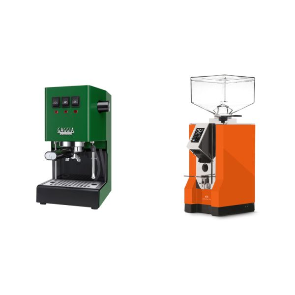 Gaggia New Classic E24, green + Eureka Mignon Specialita, CR orange