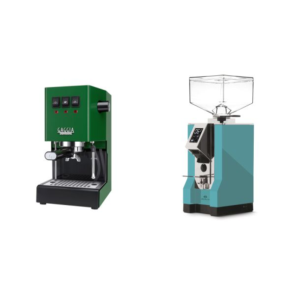 Gaggia New Classic E24, green + Eureka Mignon Specialita, CR tiffany blue