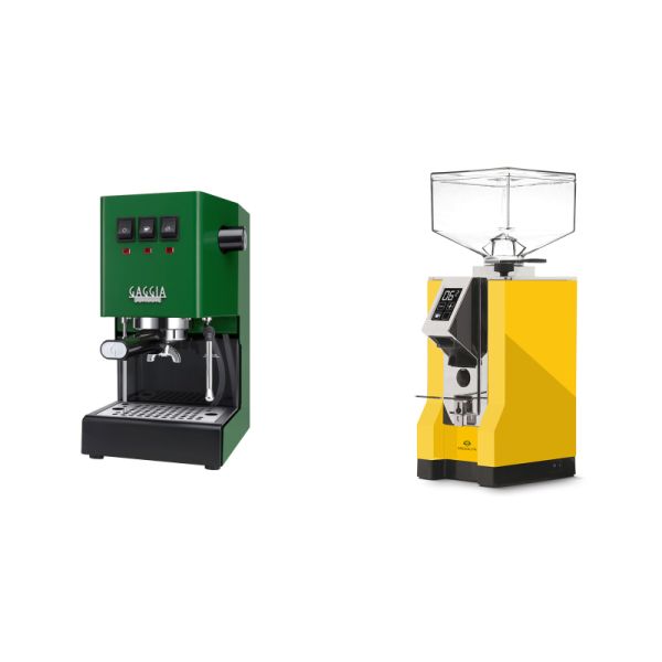 Gaggia New Classic E24, green + Eureka Mignon Specialita, CR yellow