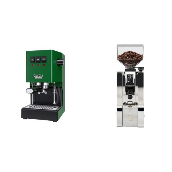 Gaggia New Classic E24, green + Eureka Mignon XL, CR chrome