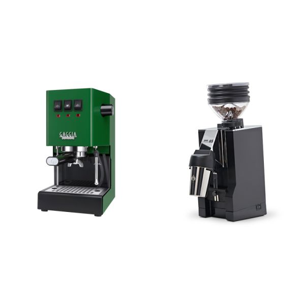 Gaggia New Classic E24, green + Eureka Mignon Zero 65 All Purpose, CR black