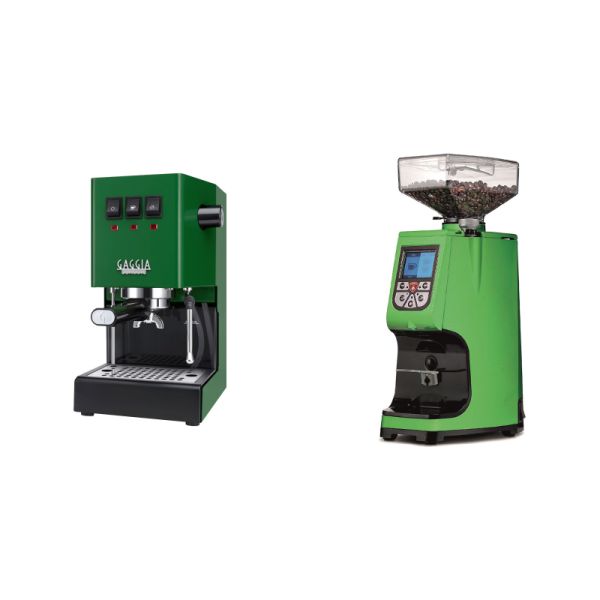 Gaggia New Classic E24, green + Eureka Atom 60, kawasaki green