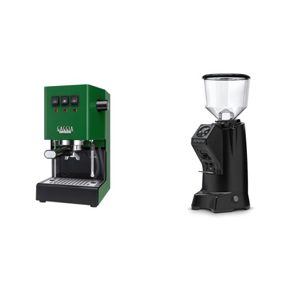 Gaggia New Classic E24, green + Eureka Zenith 65 Touch, black