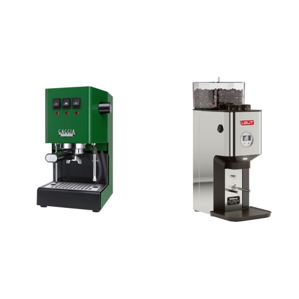 Gaggia New Classic E24, green + Lelit William PL72-P