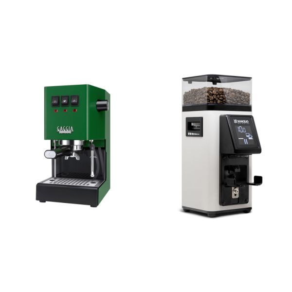 Gaggia New Classic E24, green + Rancilio STILE, white