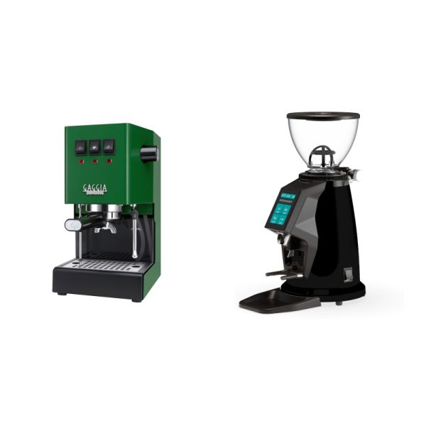 Gaggia New Classic E24, green + Rocket Espresso SPLUGA, black