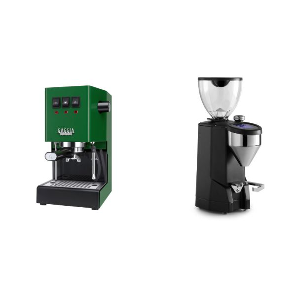 Gaggia New Classic E24, green + Rocket Espresso SUPER FAUSTO, black