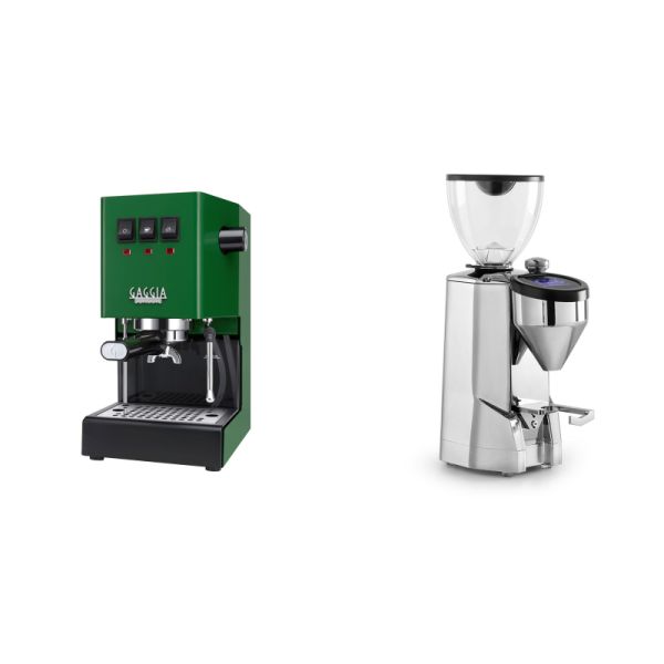 Gaggia New Classic E24, green + Rocket Espresso SUPER FAUSTO, chrome