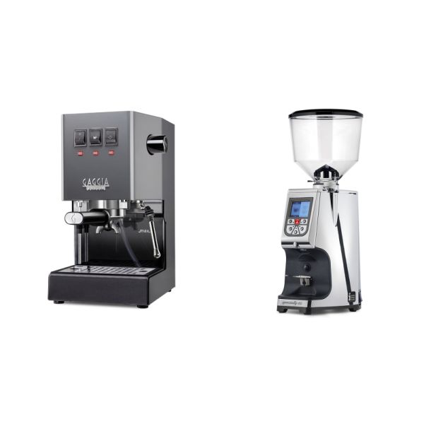 Gaggia New Classic E24, grey + Eureka Atom Specialty 65, chrome