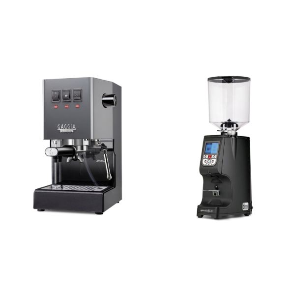 Gaggia New Classic E24, grey + Eureka Atom Specialty 75, black