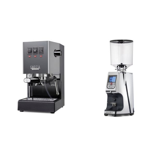 Gaggia New Classic E24, grey + Eureka Atom Specialty 75, chrome