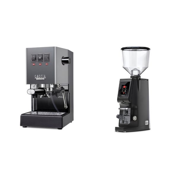 Gaggia New Classic E24, grey + Eureka Atom W 65, black