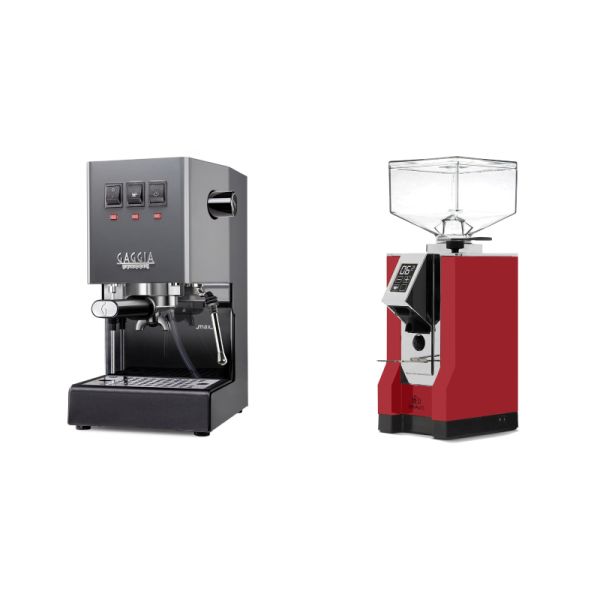 Gaggia New Classic E24, grey + Eureka Mignon Bravo, CR ferrari red