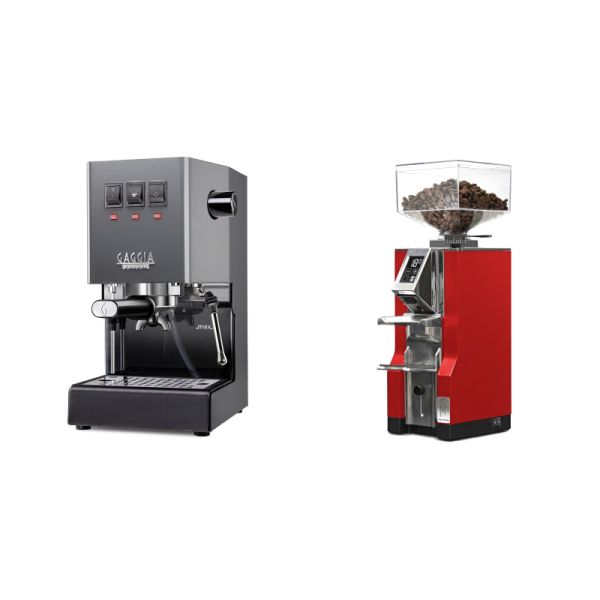 Gaggia New Classic E24, grey + Eureka Mignon Libra, CR ferrari red