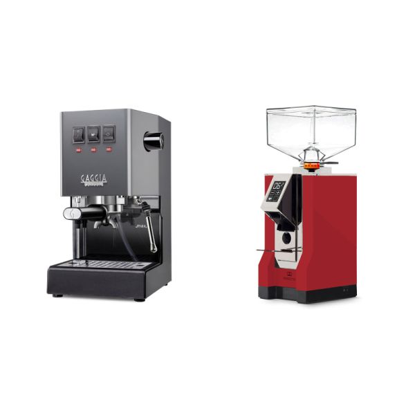 Gaggia New Classic E24, grey + Eureka Mignon Perfetto, CR ferrari red