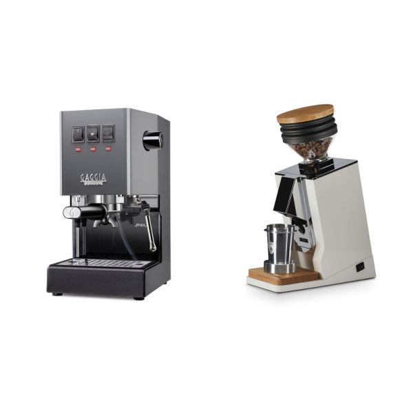 Gaggia New Classic E24, grey + Eureka Mignon Single Dose, White & Oak