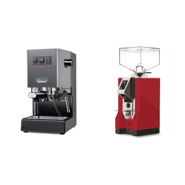 Gaggia New Classic E24, grey + Eureka Mignon Specialita, CR ferrari red