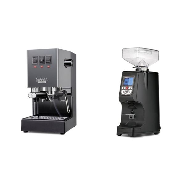 Gaggia New Classic E24, grey + Eureka Atom 60, black