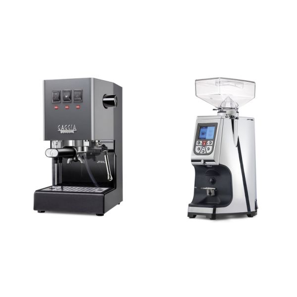 Gaggia New Classic E24, grey + Eureka Atom 60, chrome