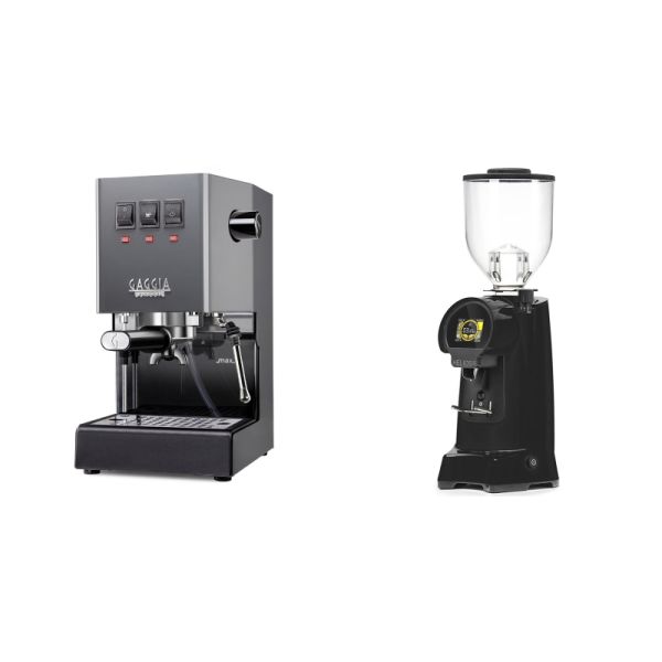 Gaggia New Classic E24, grey + Eureka Helios 65, black