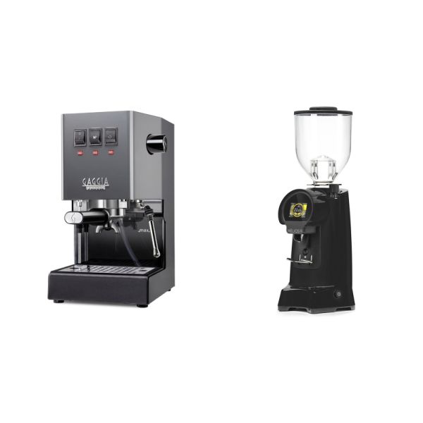 Gaggia New Classic E24, grey + Eureka Helios 75, black